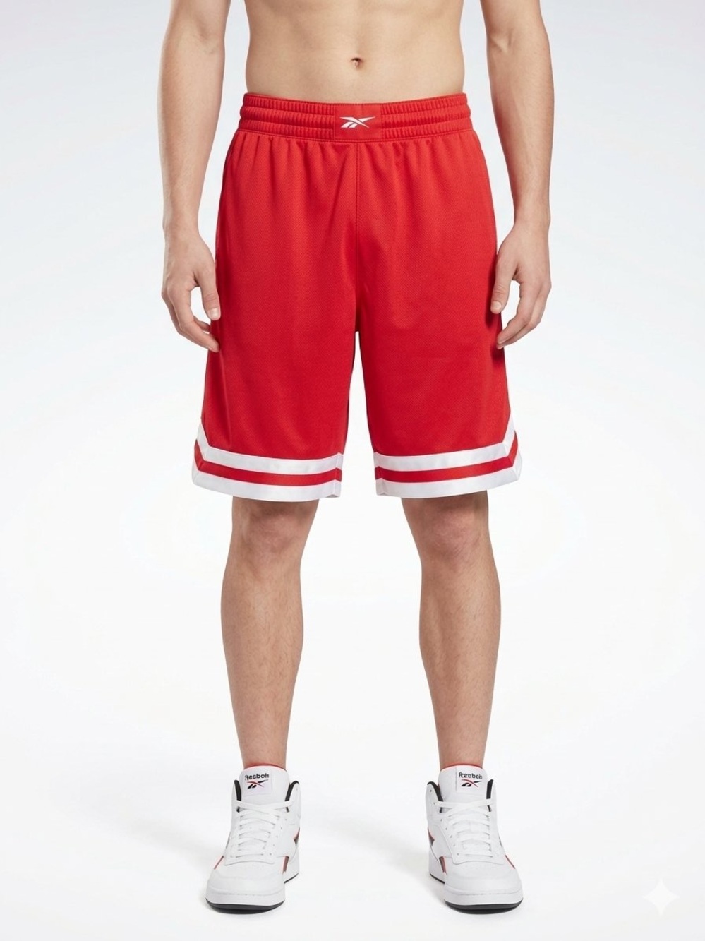 Reebok Men’s Red Athletic Shorts with White Trim